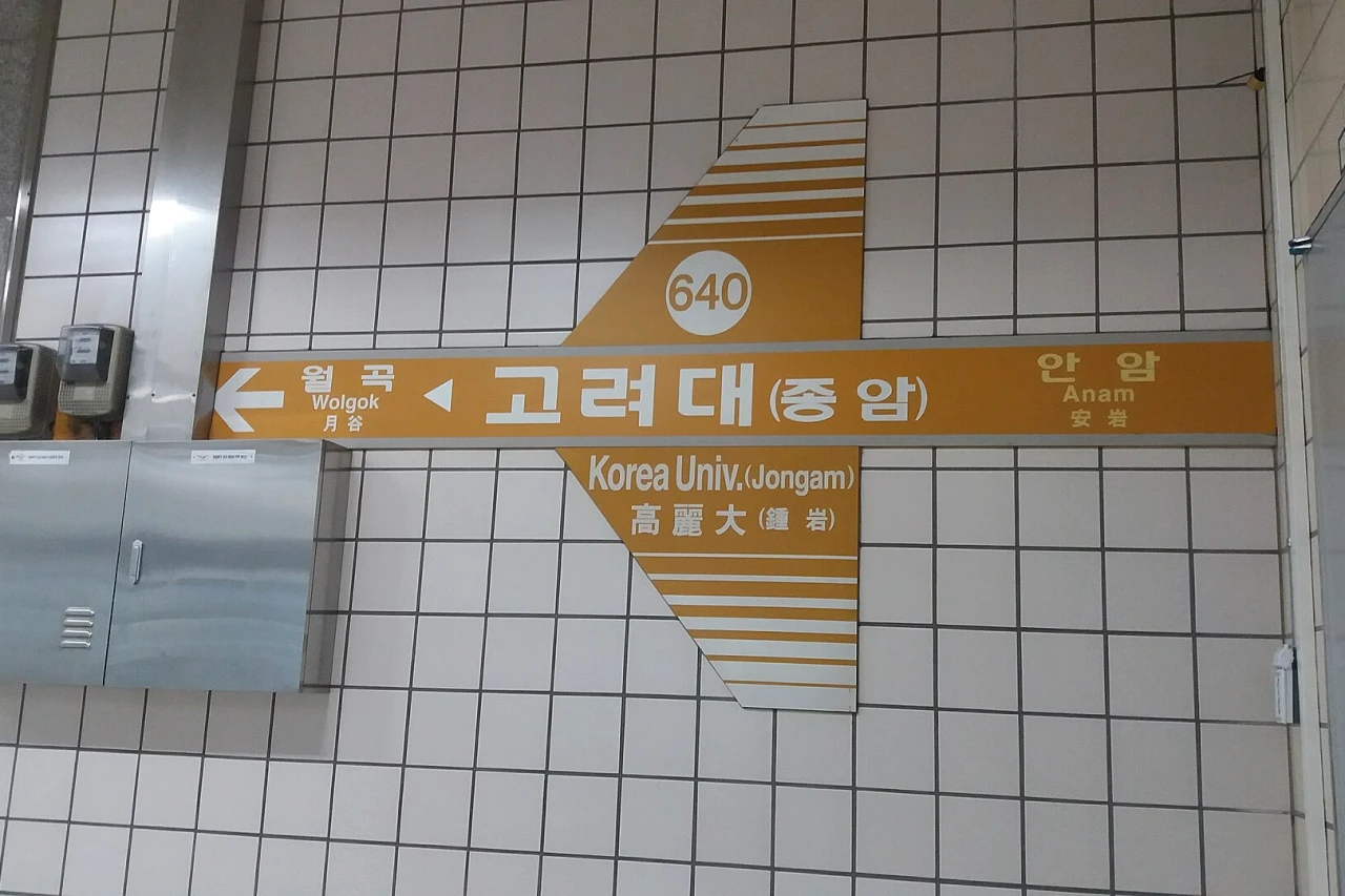 Traveler using smartphone navigation on a Seoul street